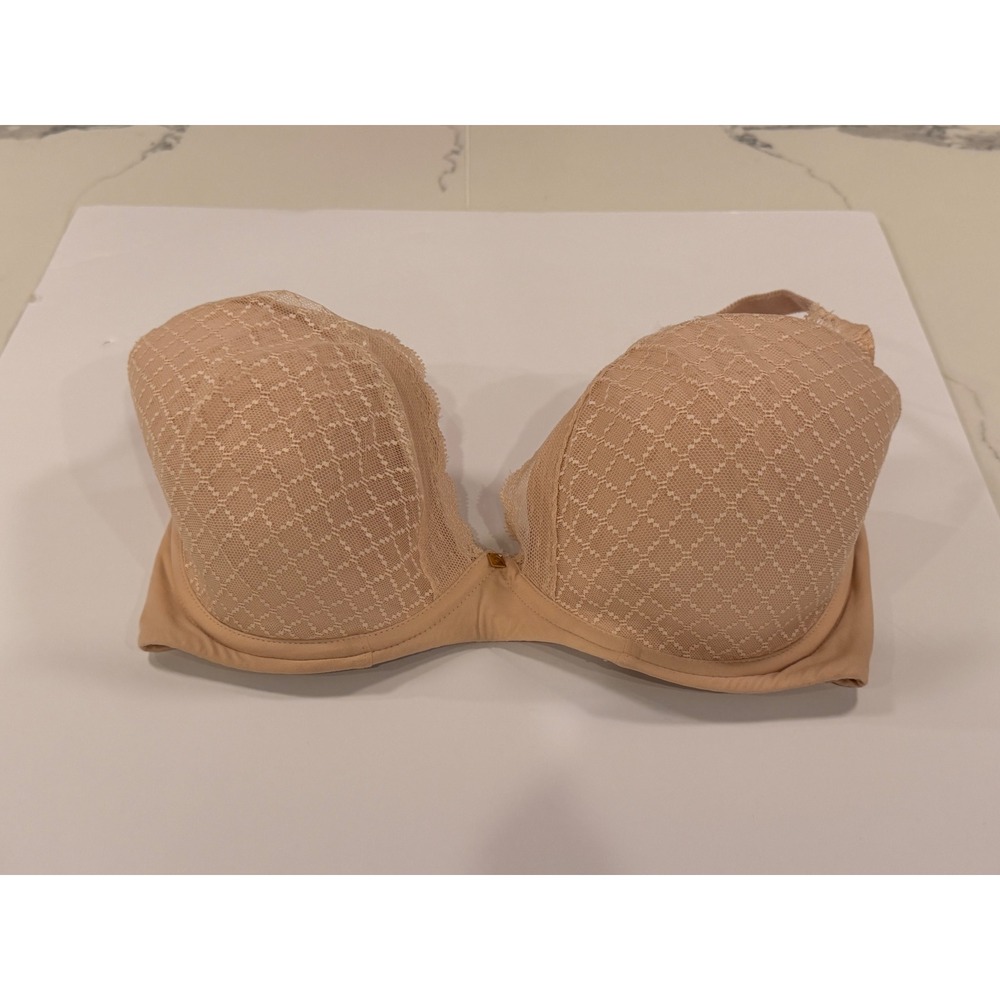 Chantelle Nude Lace Full Coverage Underwire Bra 34DDDD 34G 16MNA Beige J-Hook